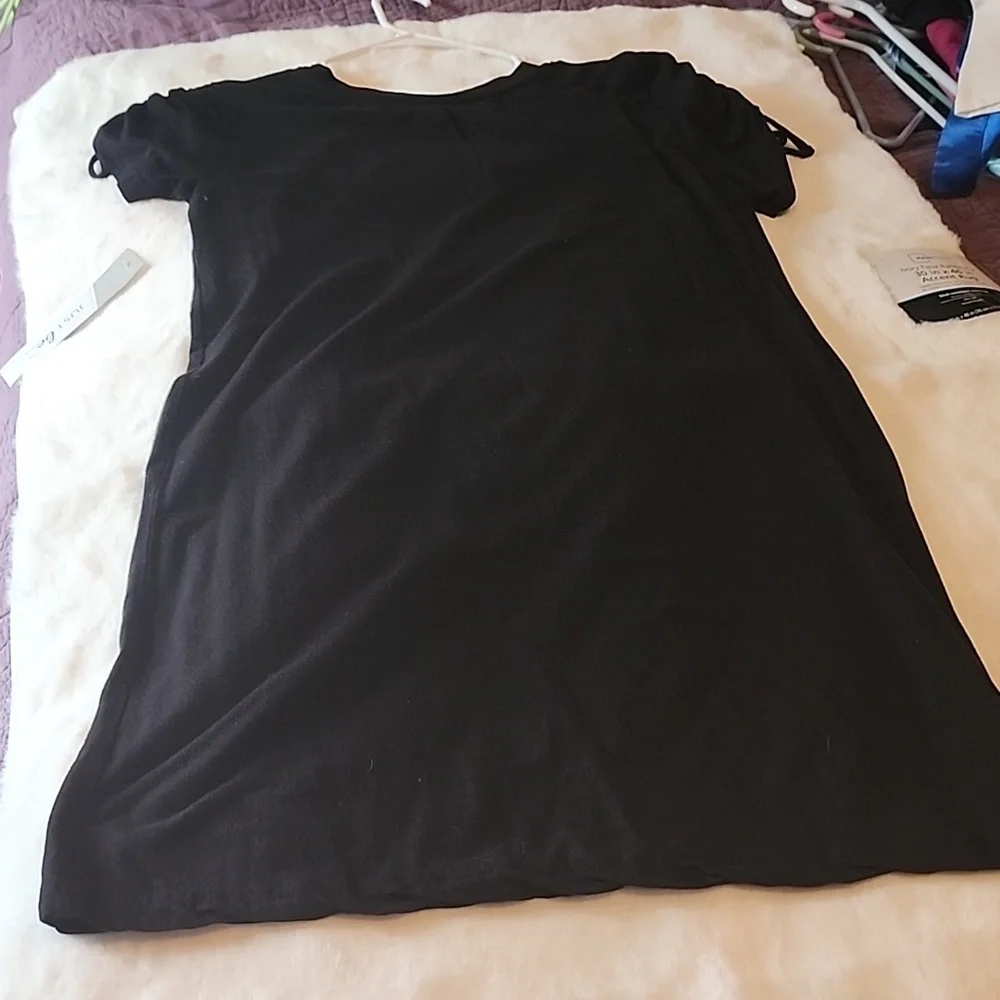 LADIES BLACK CINCHED SHIFT DRESS -SIZE 👗 LARGE. NWT. JUST BE... - Picture 5 of 5